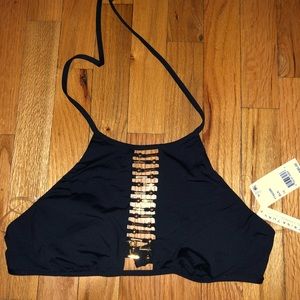 Trina Turk Black Beaded Swim Top